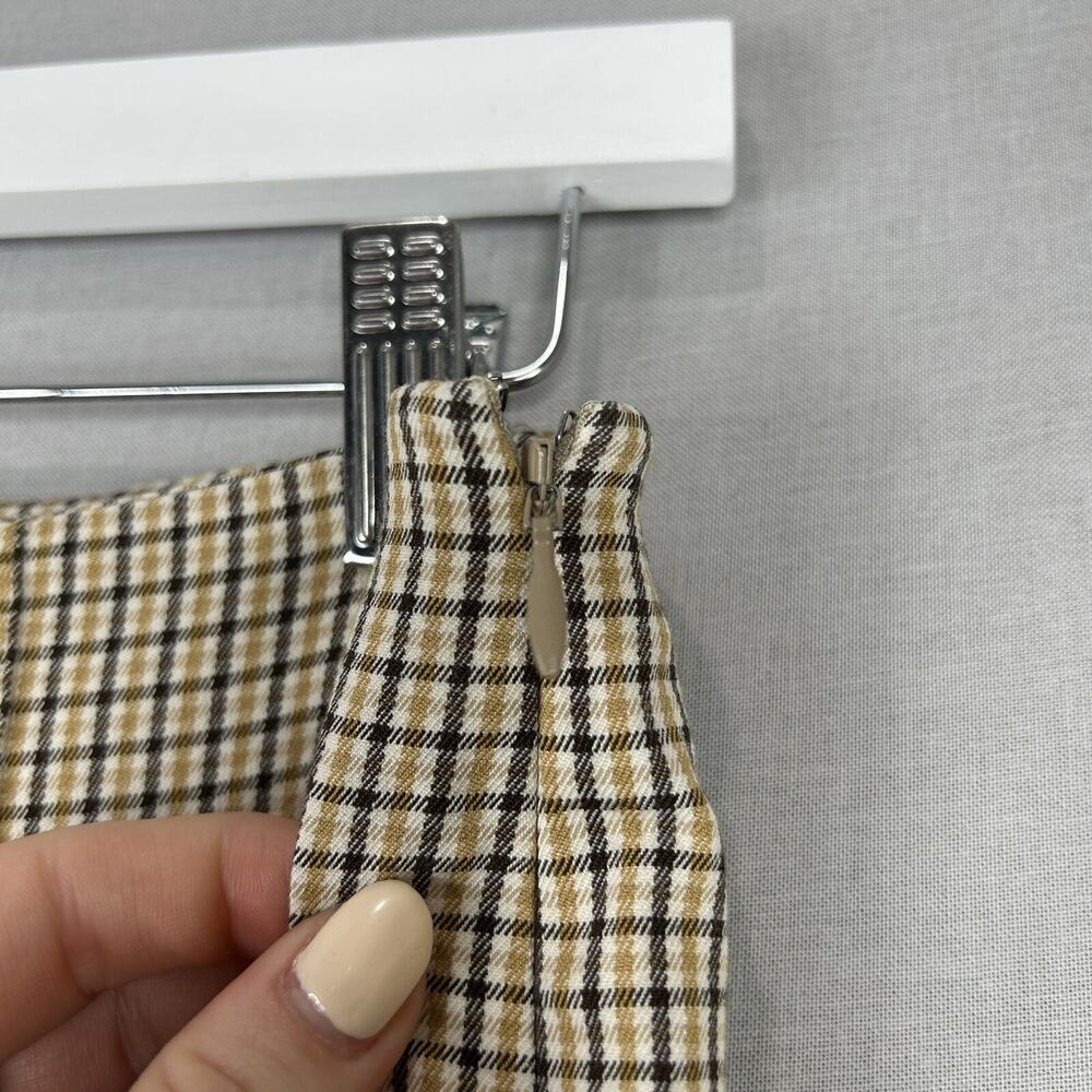 Theory Alettah Ainsley Pants 4 Womens Tan Plaid Check Trouser Academia Twee Prep - Picture 3 of 12